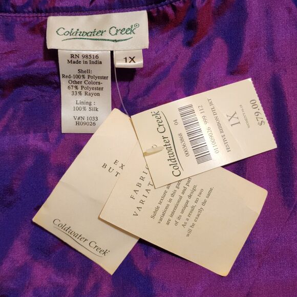NWT Coldwater Creek Festive Ribbon Jacket Women 1X Colorful Oriental Silk Lining - Picture 6 of 7